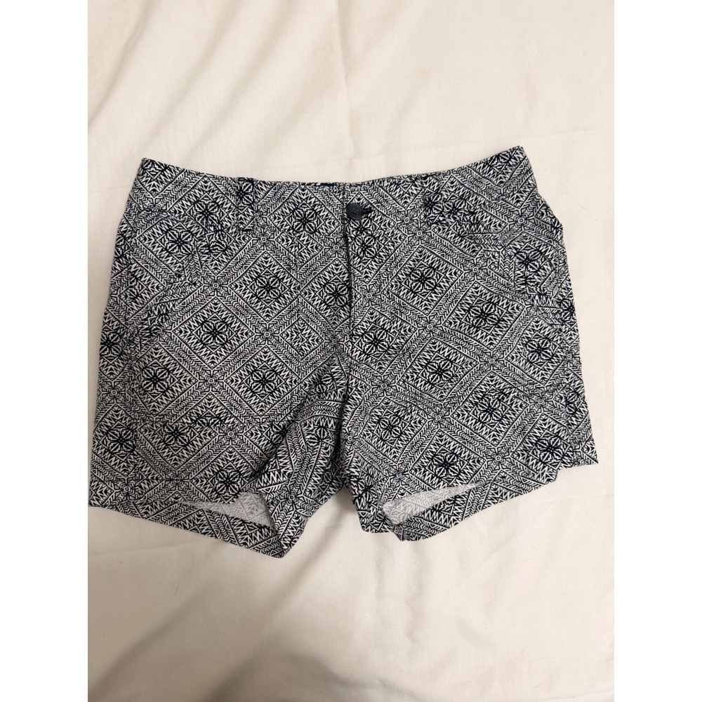 Banana Republic Womens 4 Navy White Geometric Print Cotton Shorts Chino Mid Rise